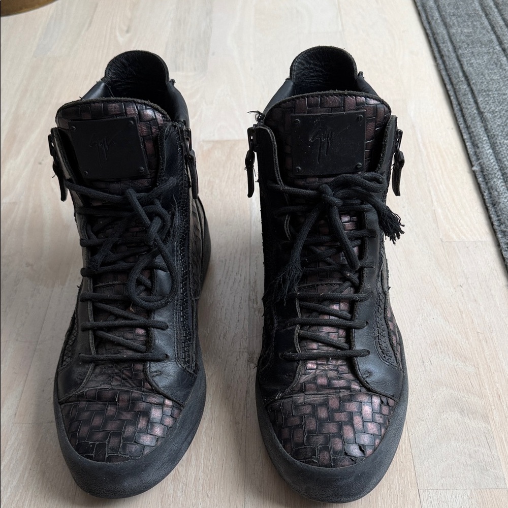 Giuseppe Zanotti Black and Brown High-Top Sneakers